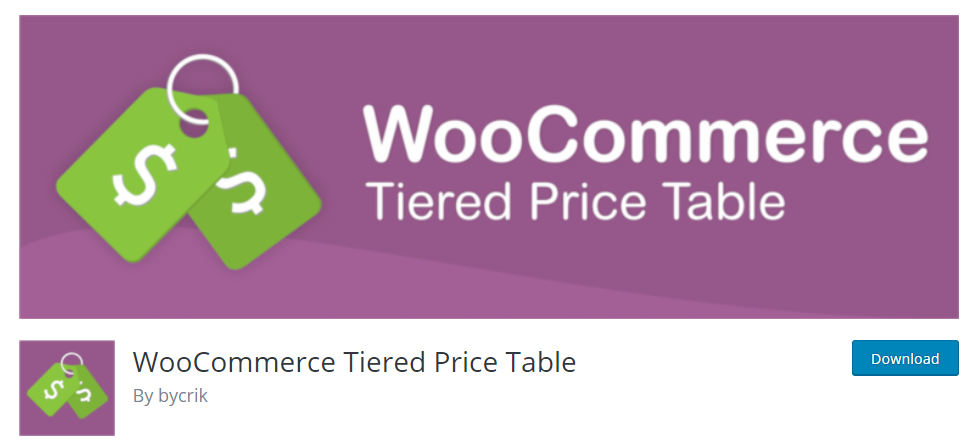 Tiered price table