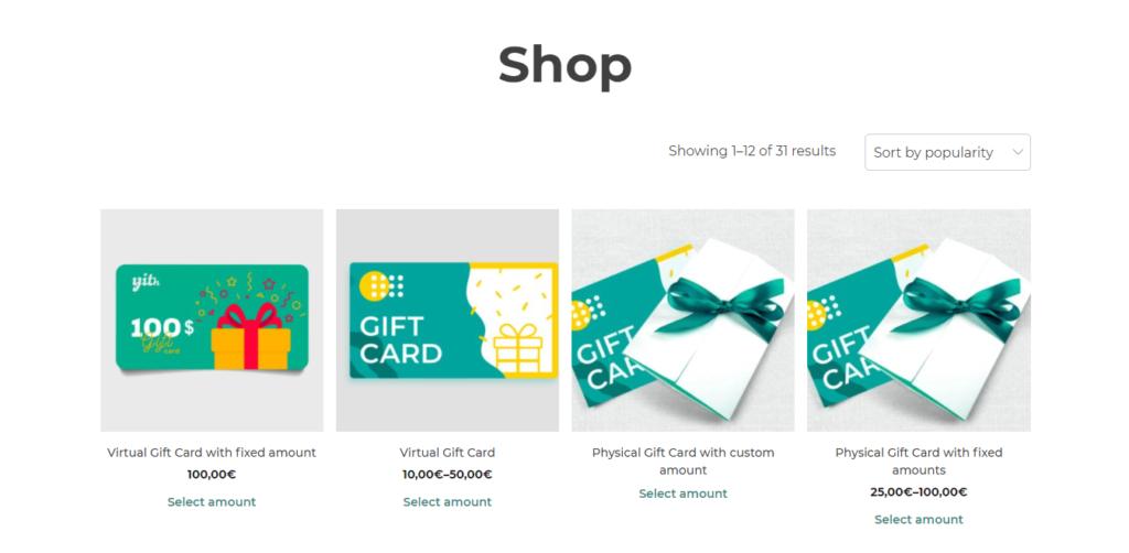 WooCommerce Yith Gifts Cards