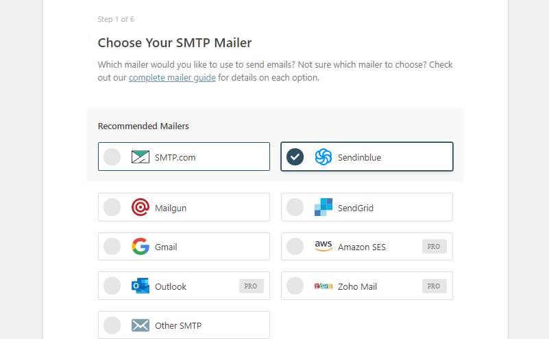 Choose an SMTP Mailer