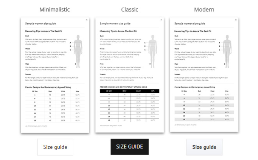 WooCommerce Product Size Guide