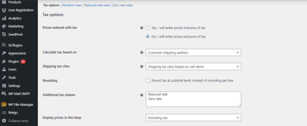 woocommerce taxes