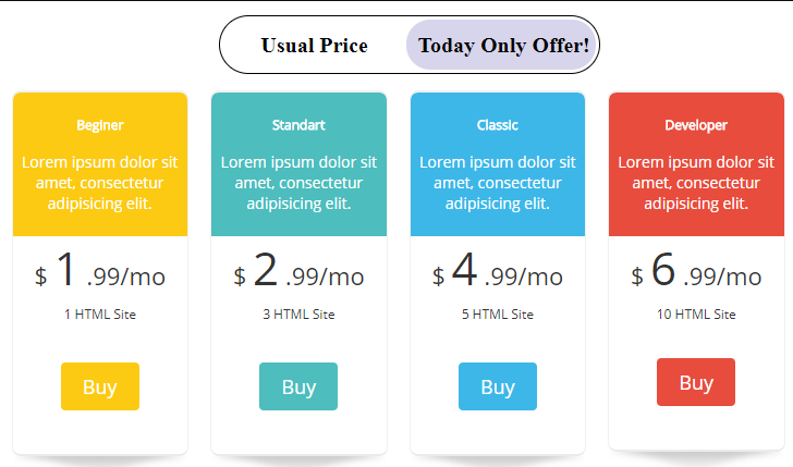 Pricing Table by Supsystic