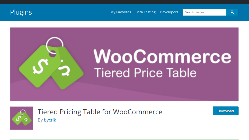 Tiered Price Table For WooCommerce